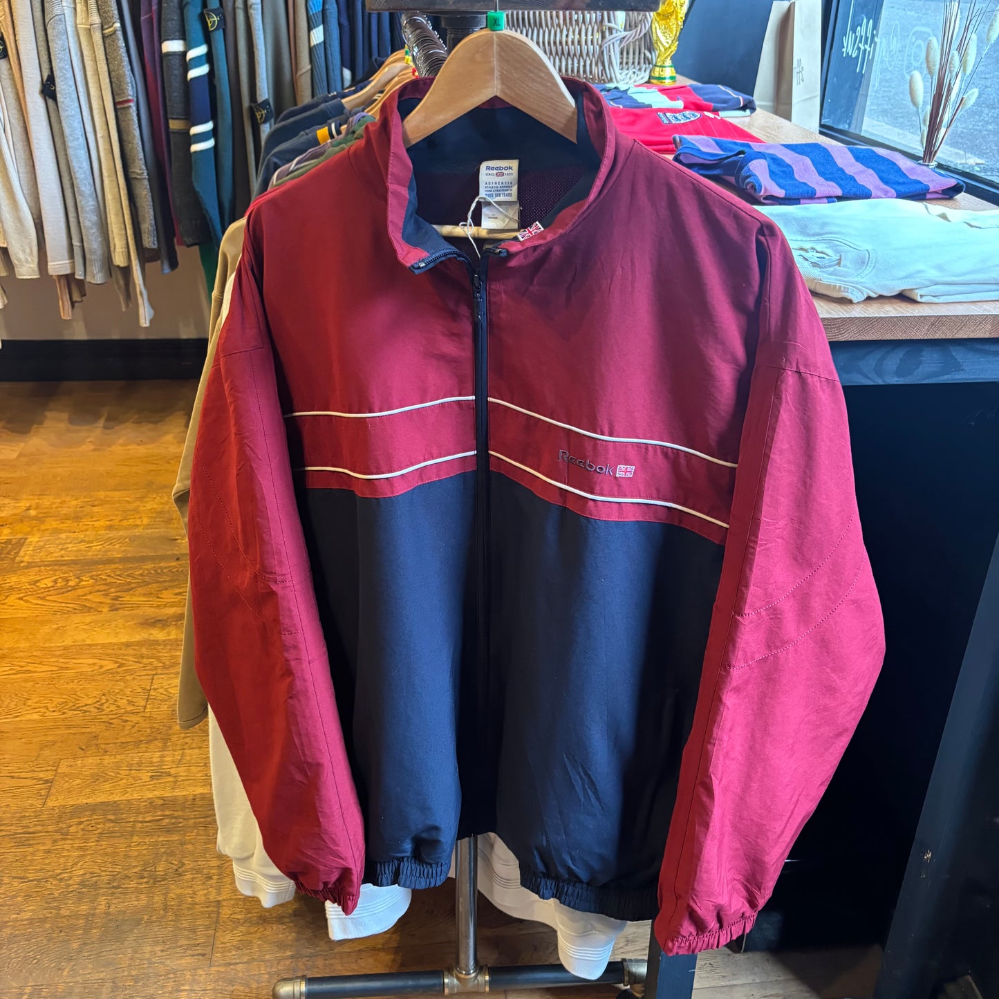 Reebok Classic Spellout Zip Up Track Jacket Red/ Navy (XL)