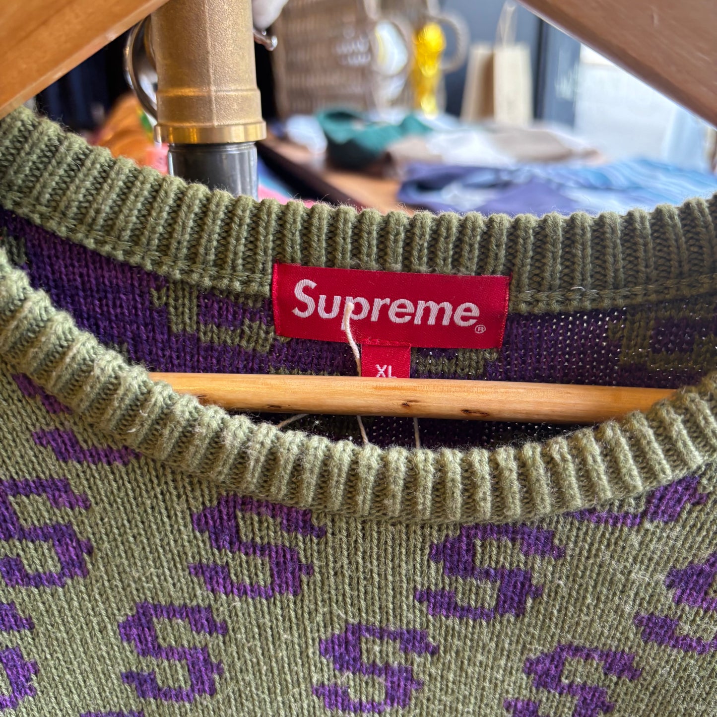 Supreme SS21 S Repeat Sweater Olive (XL)