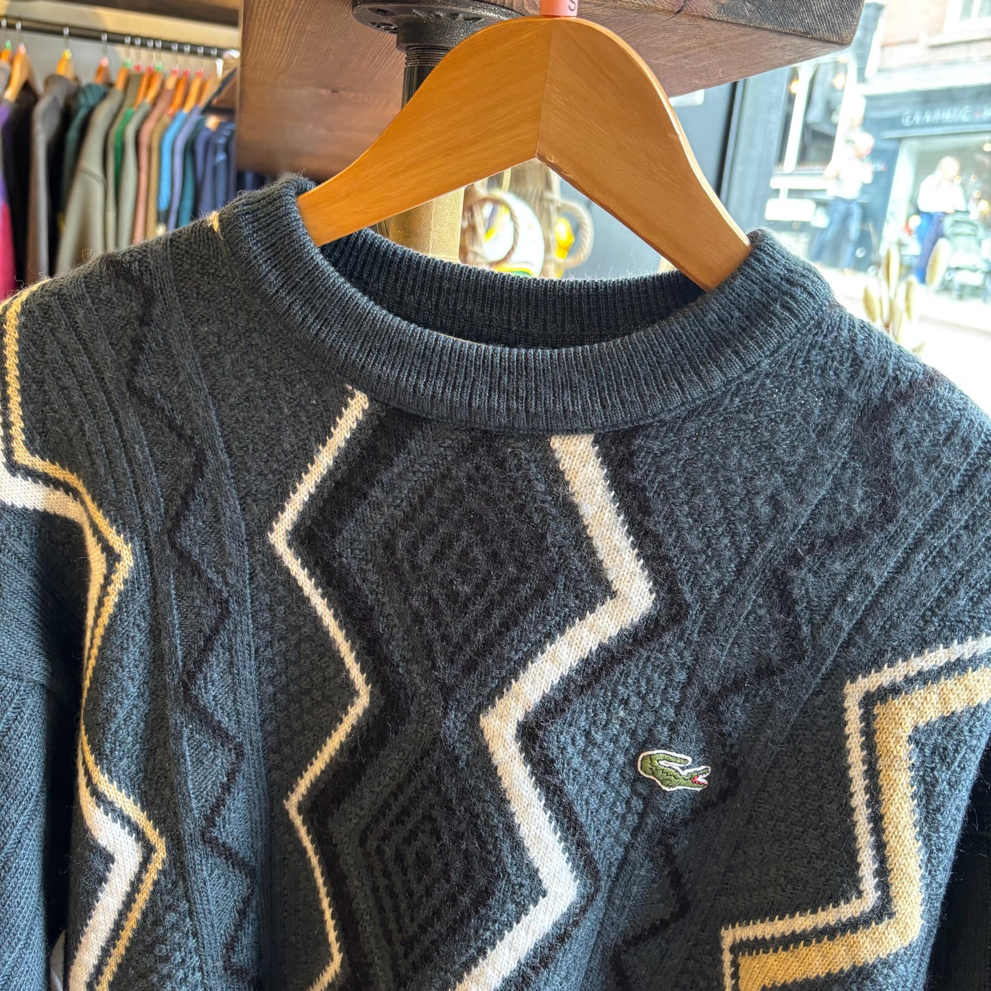 Lacoste Funky Pattern Pullover Knit Jumper Blue (Small)