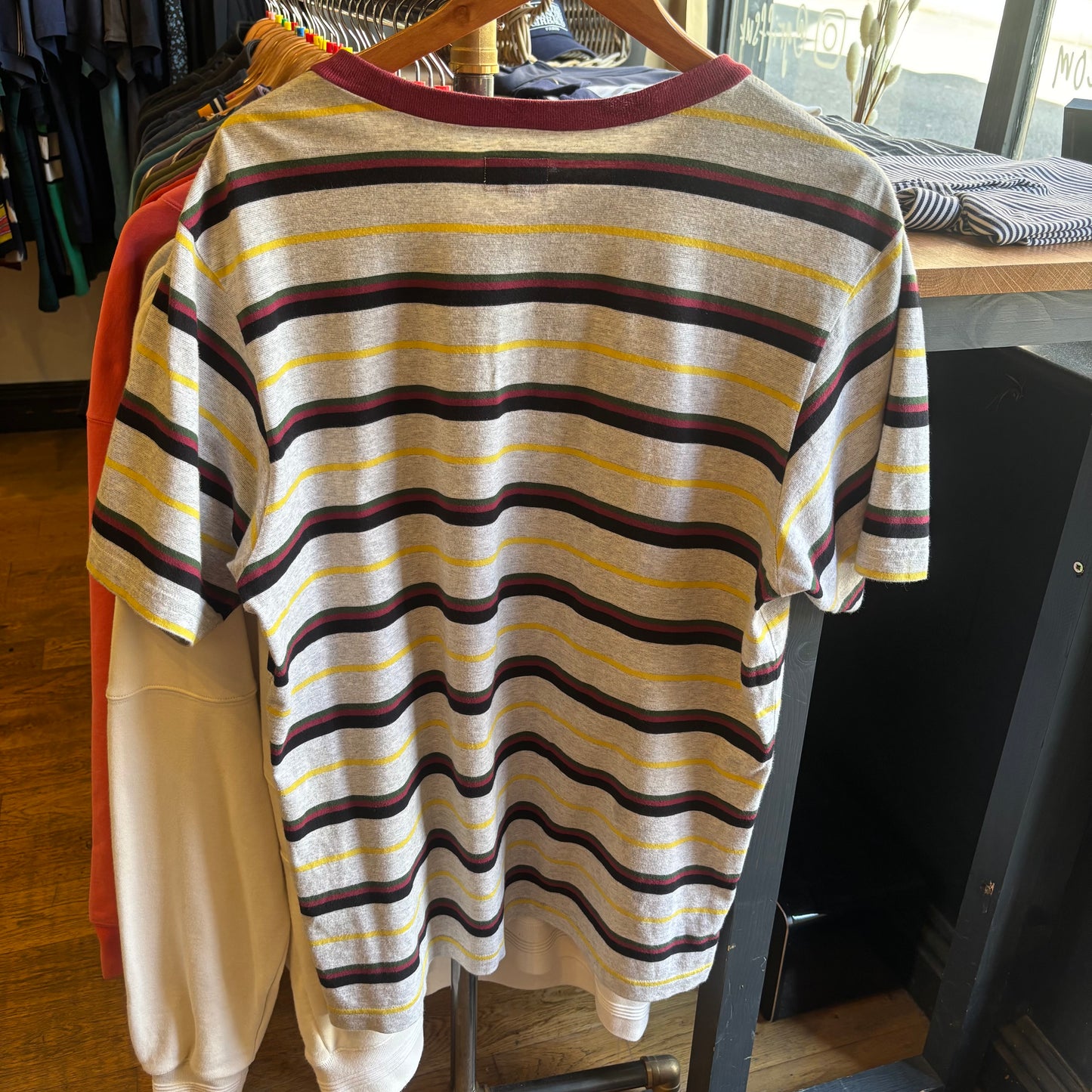 Supreme SS18 Heather Stripe T-Shirt Grey (Large)