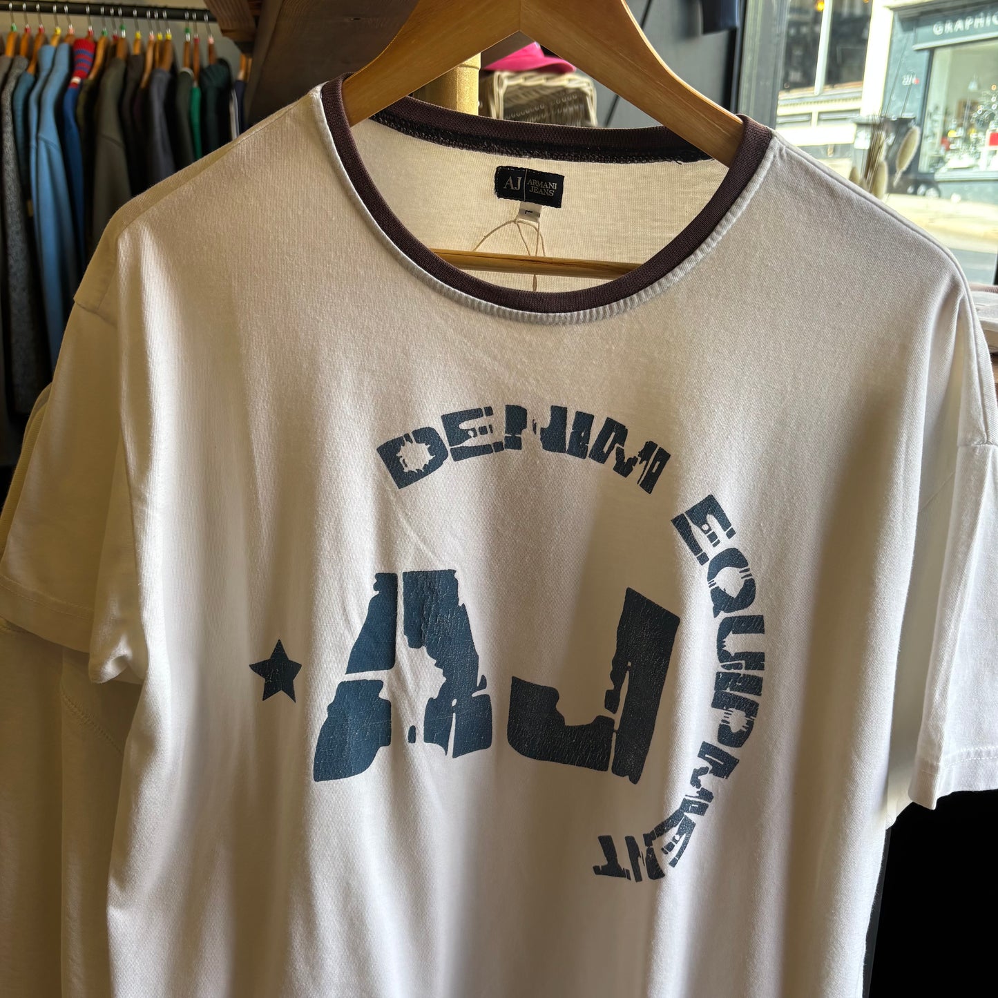 Armani Jeans Denim Equipment Ringer T-Shirt White (Large)