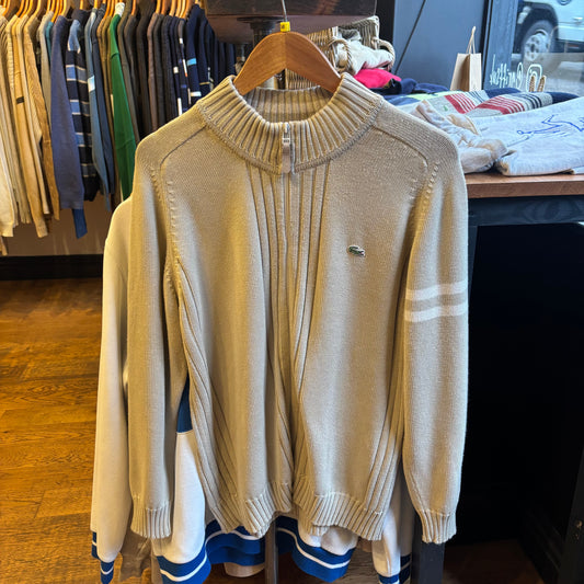 Lacoste Full Zip Knit Jumper Beige (Medium)