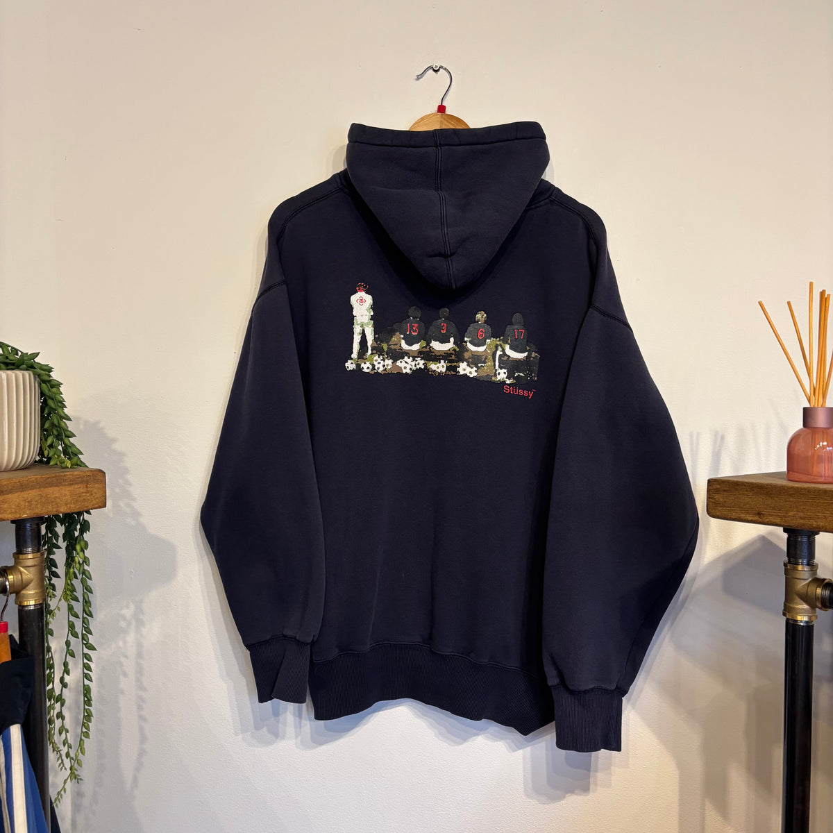 Stussy 90s SS Football Graphic Hoodie Navy (Large)