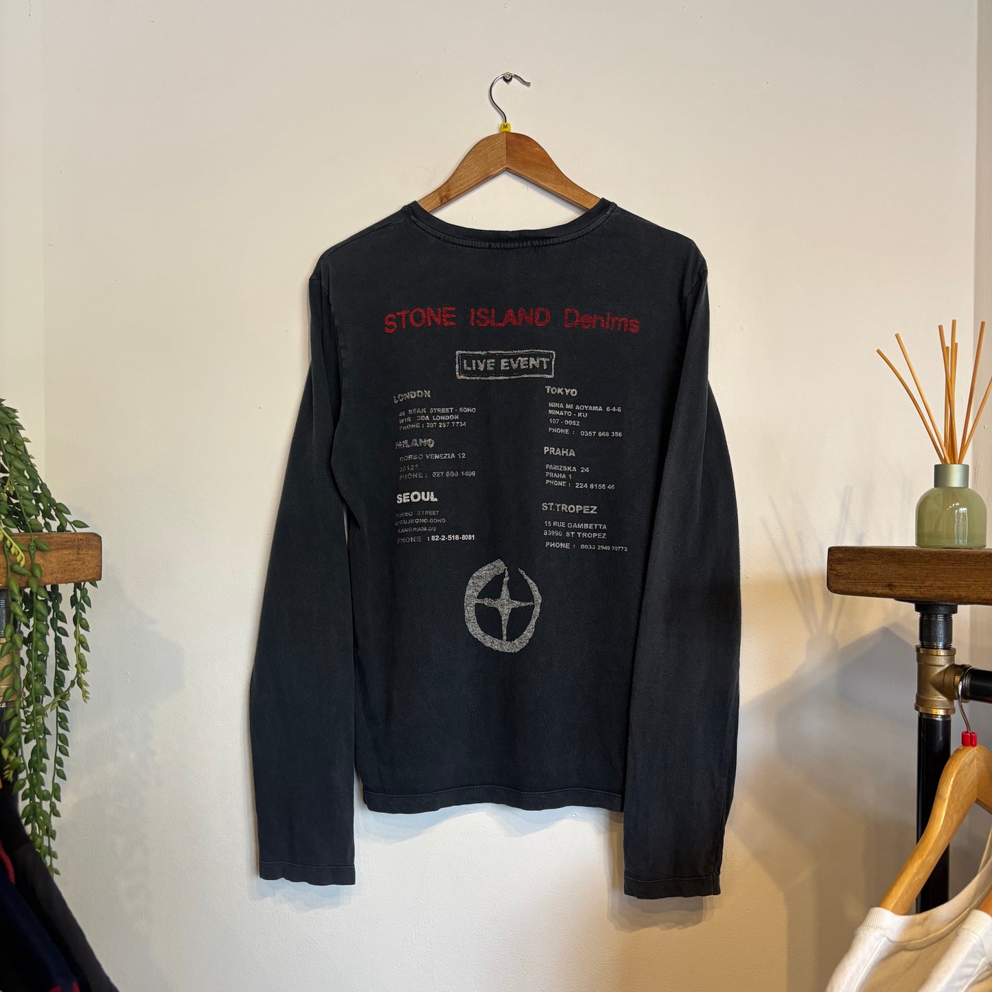Stone Island Denims 2000's Graphic Longsleeve T-Shirt Black (Medium)