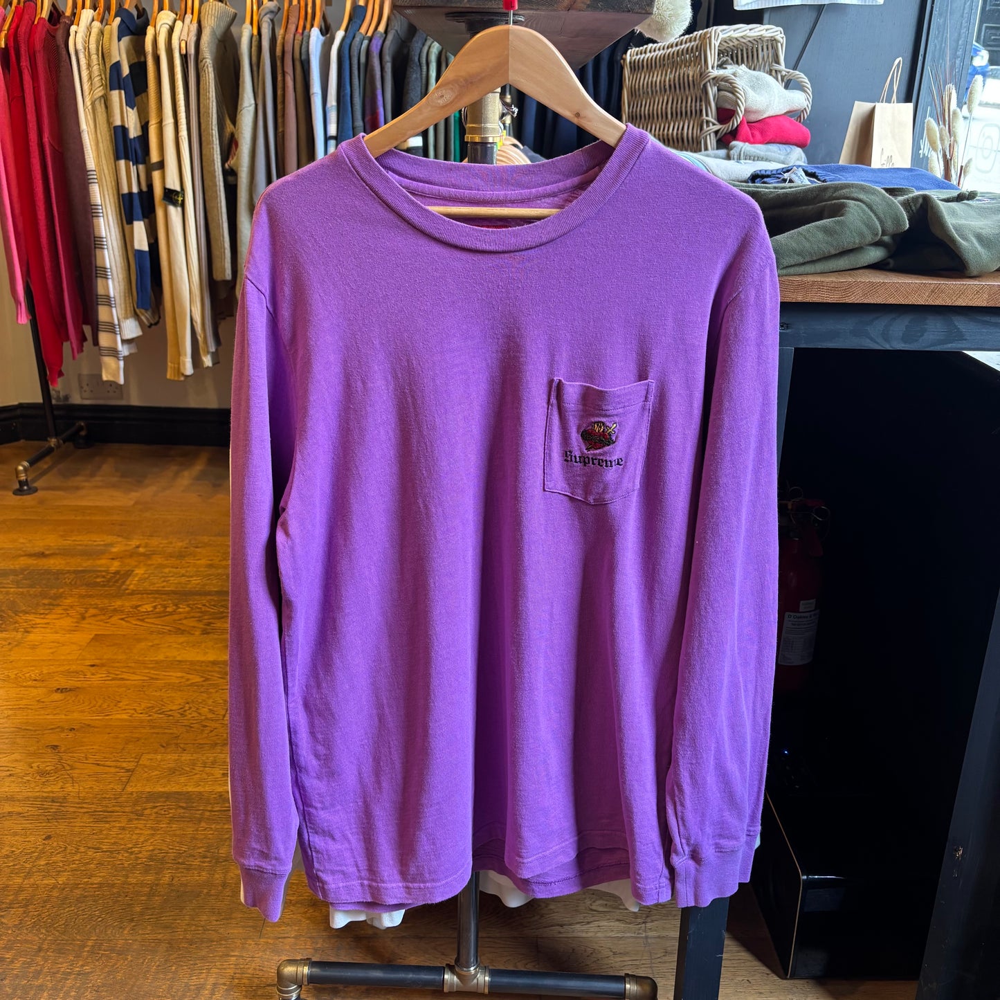 Supreme FW17 Heart Longsleeve Pocket T-Shirt Purple (Large)