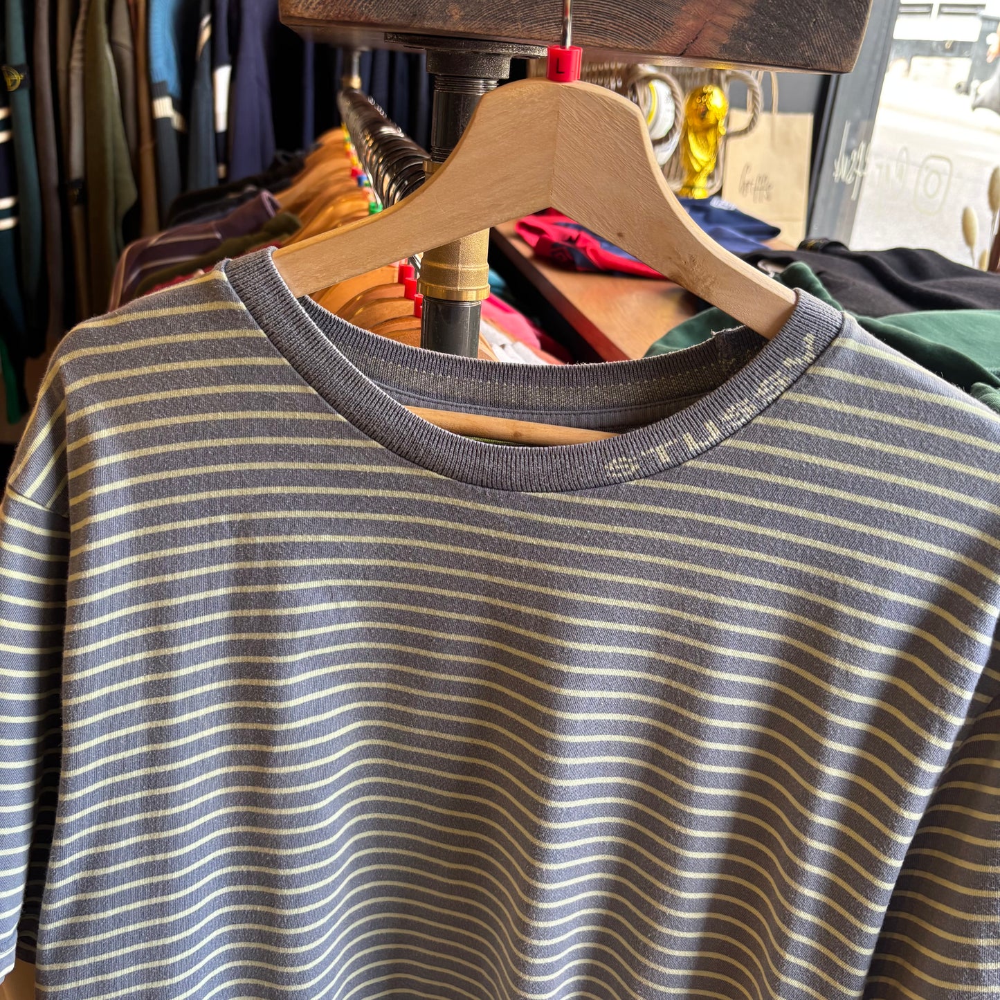 Stussy Jack Stripe Crew T-Shirt Blue (Large)