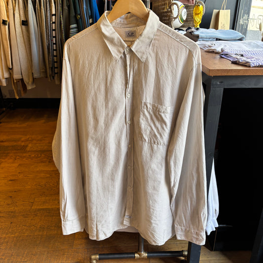 CP Company 2000's Pinstripe Button Shirt White/ Blue (XL)
