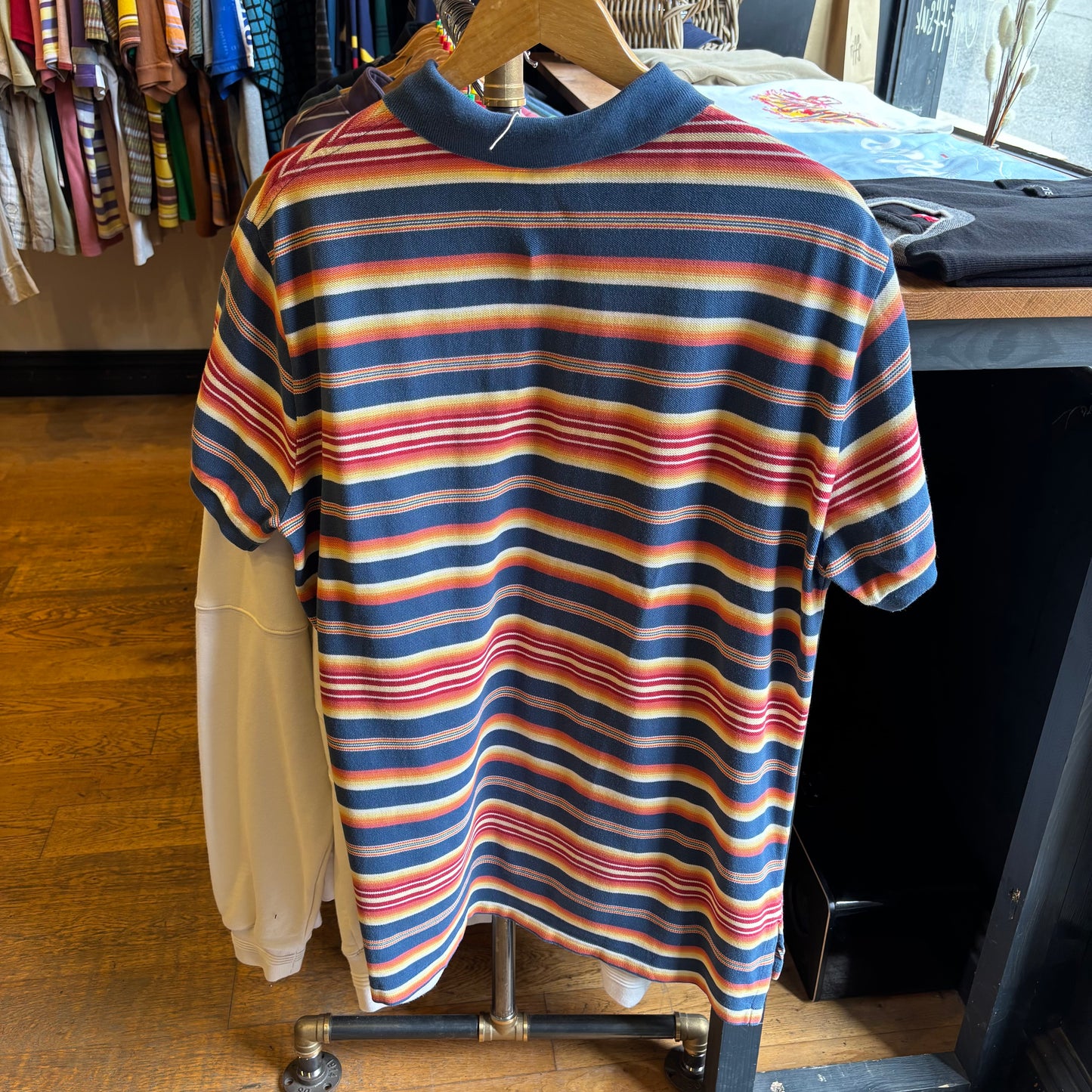 Ralph Lauren Multi Stripe Polo Shirt Blue (Large)