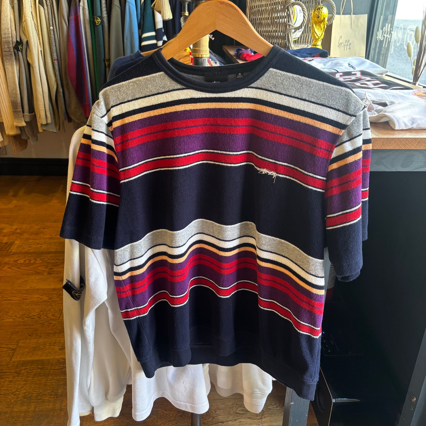 Stussy Hudson Stripe Crew T-Shirt Multi (Medium)
