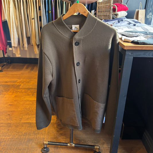 Lacoste Button Up Cardigan Knit Jumper Green (XL)