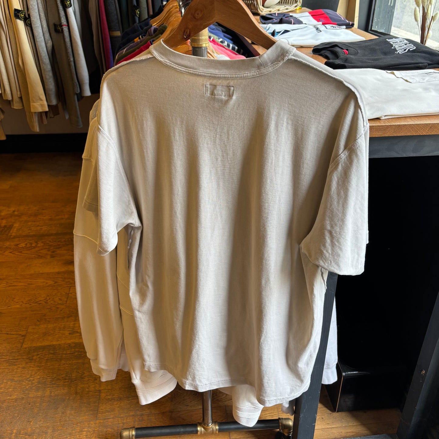 Stussy Lazy Reverse Stitch T-Shirt Off White (Large)