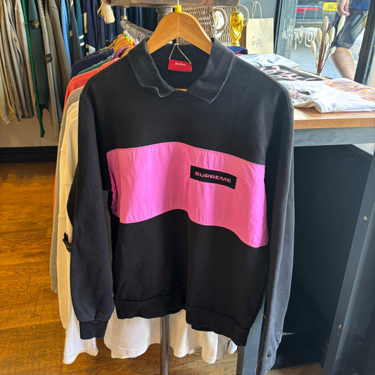 Supreme FW17 Polo Crew Sweatshirt Black/ Pink (Medium)