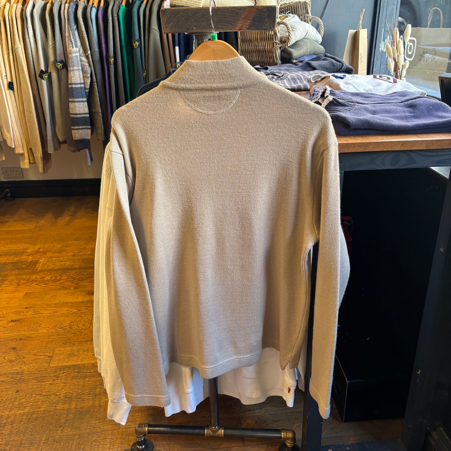 Armani Jeans Full Zip Knit Jumper Cream (XL)