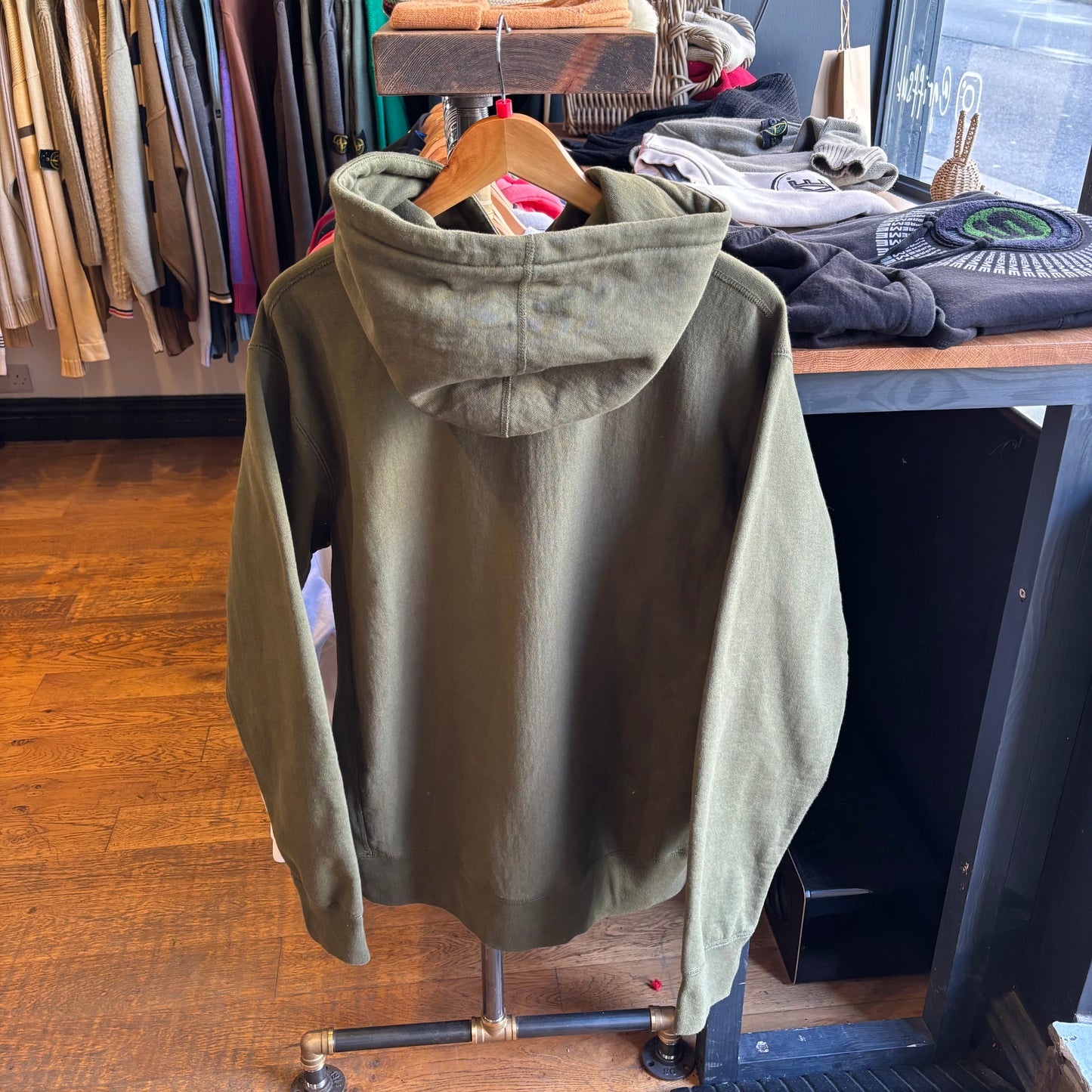 Supreme FW17 Brush Logo Hoodie Green (Large)