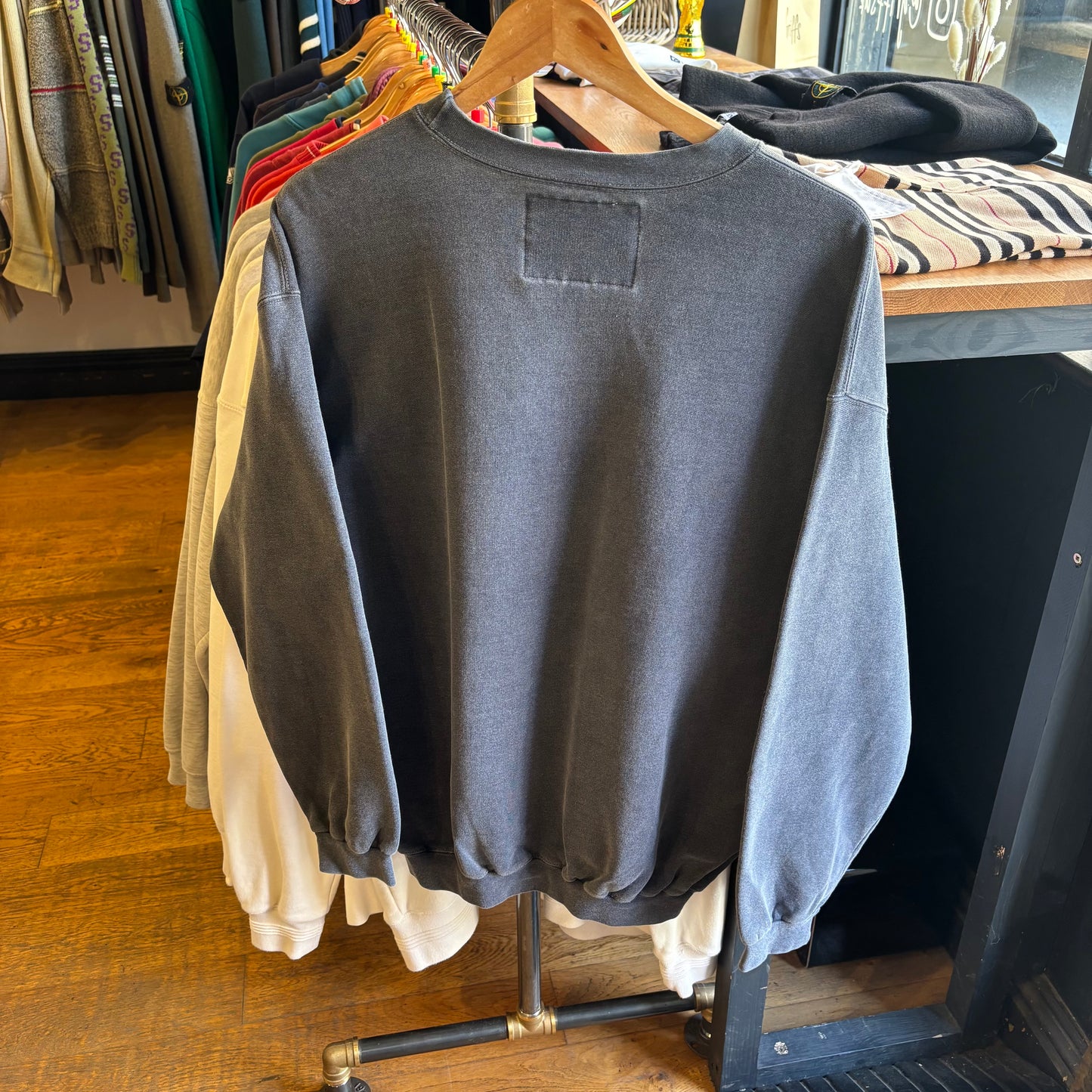 Avirex USA Oversized Pullover Sweatshirt Dark Grey (Large)