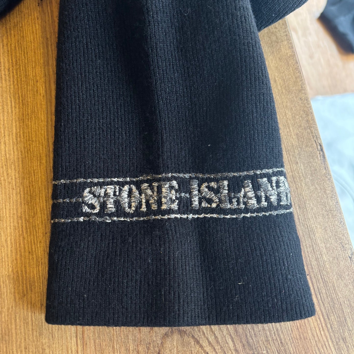 Stone Island A/W 1997 Sleeve Logo Pullover Knit Black (XL)