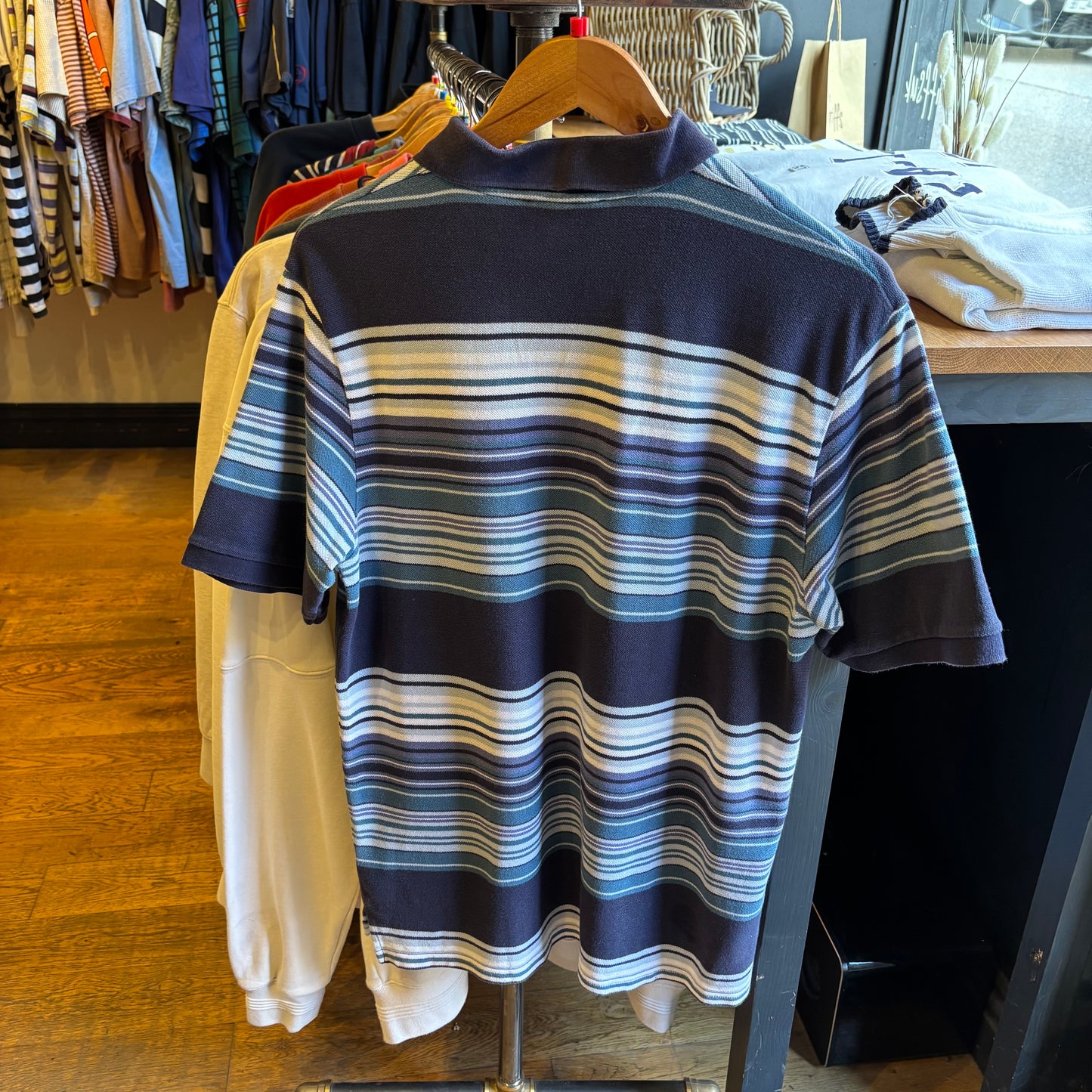 Yves Saint Laurent Mini Stripe Polo Shirt Blue (Large)