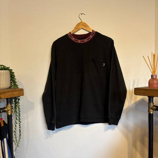 Stussy Jacquarded Crew Longsleeve T-Shirt Black (Medium)