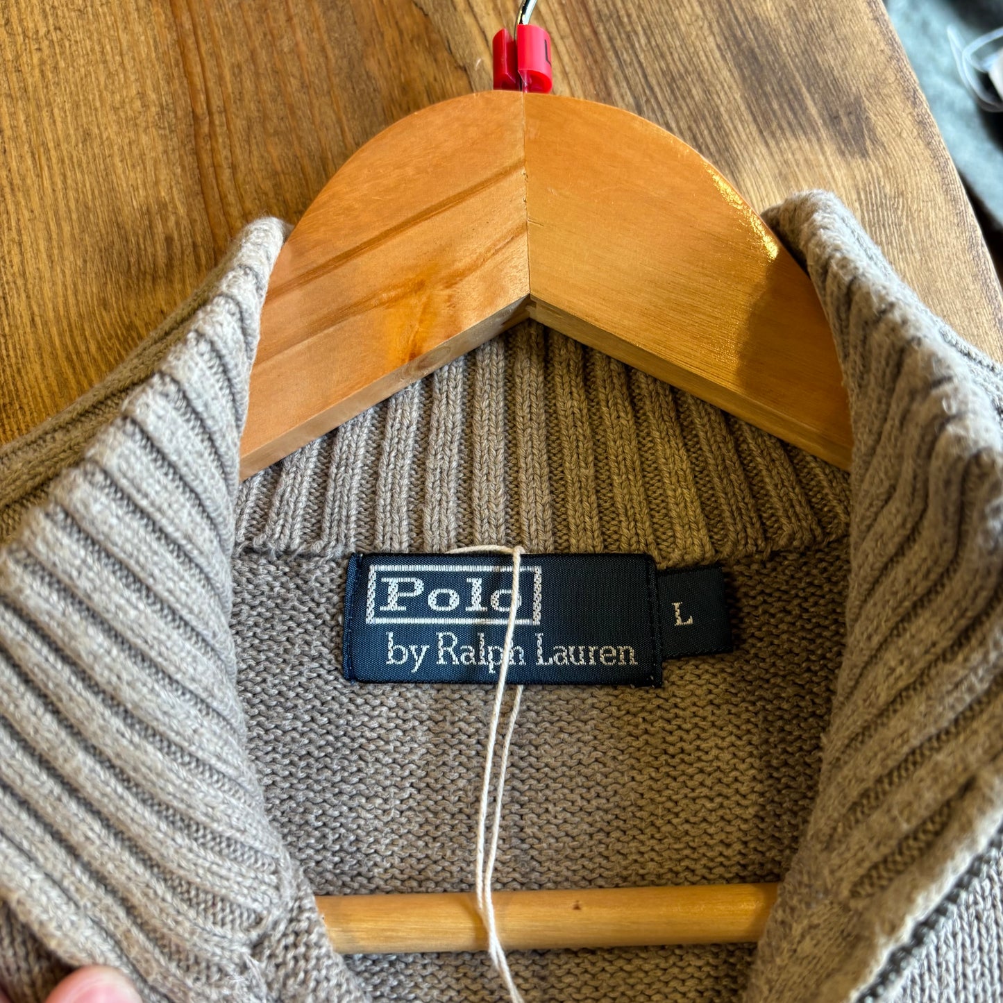Ralph Lauren Quarter Zip Knit Jumper Beige (Large)