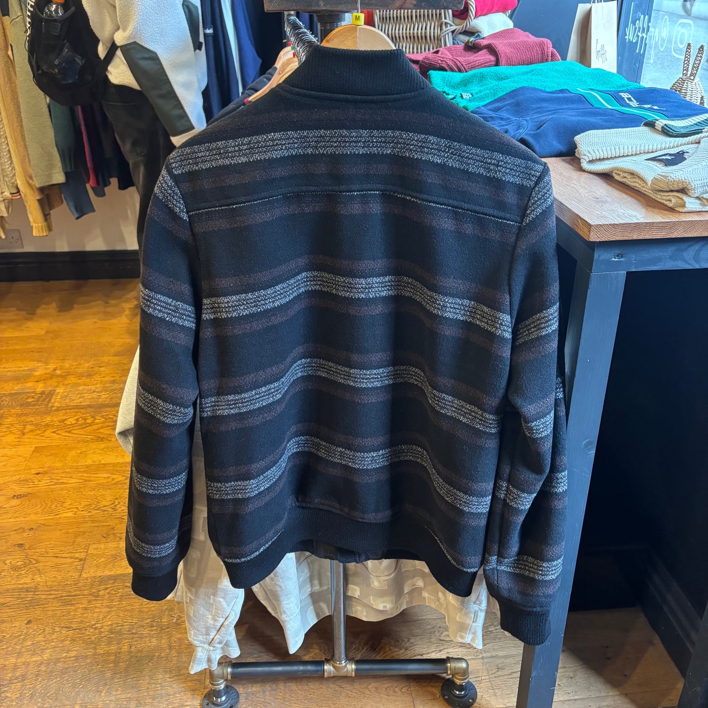 Diesel Striped Wool Clasp Jacket Black (Medium)