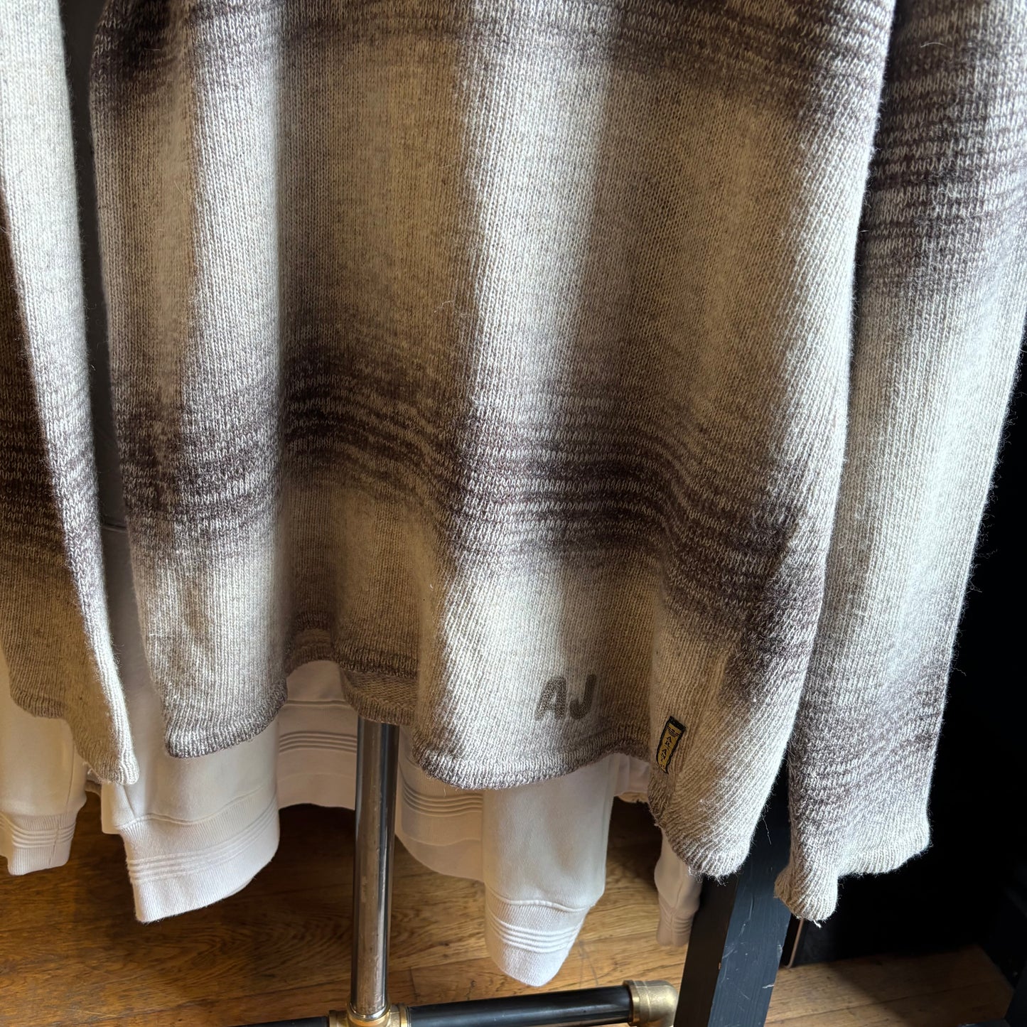 Armani Jeans Fade Pullover Knit Jumper Cream/ Brown (Large)