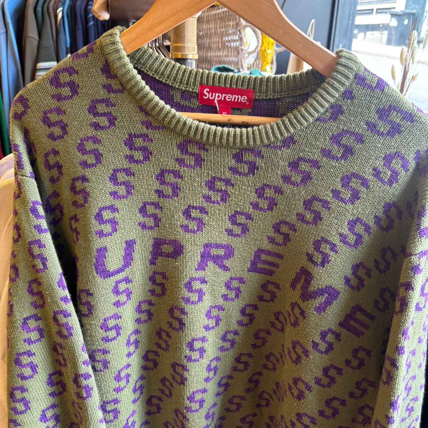 Supreme SS21 S Repeat Sweater Olive (XL)