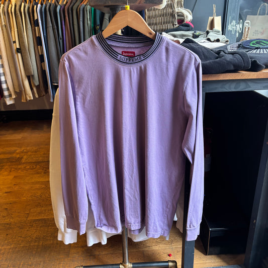 Supreme SS17 Rib Logo Longsleeve T-Shirt Purple (Large)