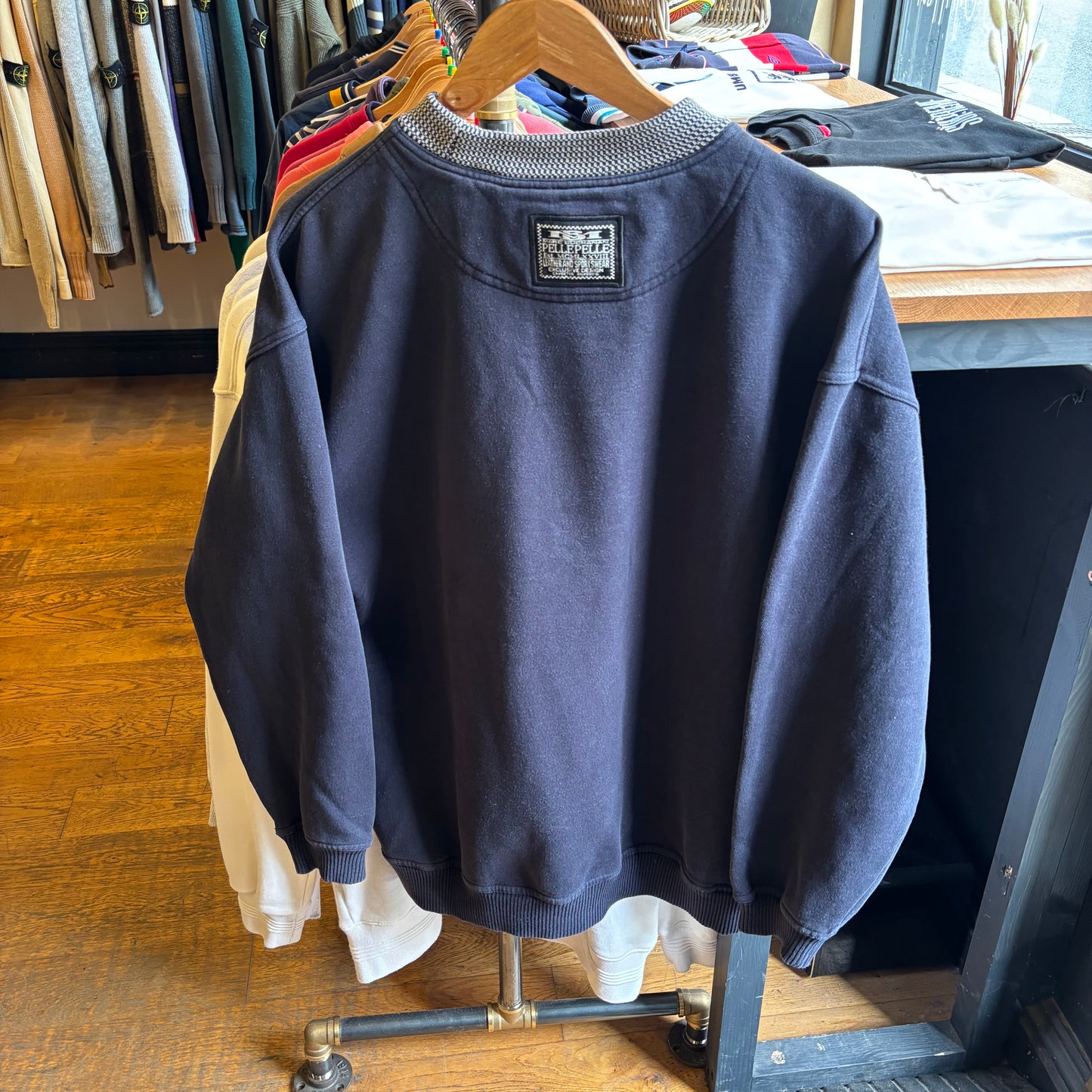 Pelle Pelle By Marc Buchanan Oversized Sweatshirt Navy (Large)