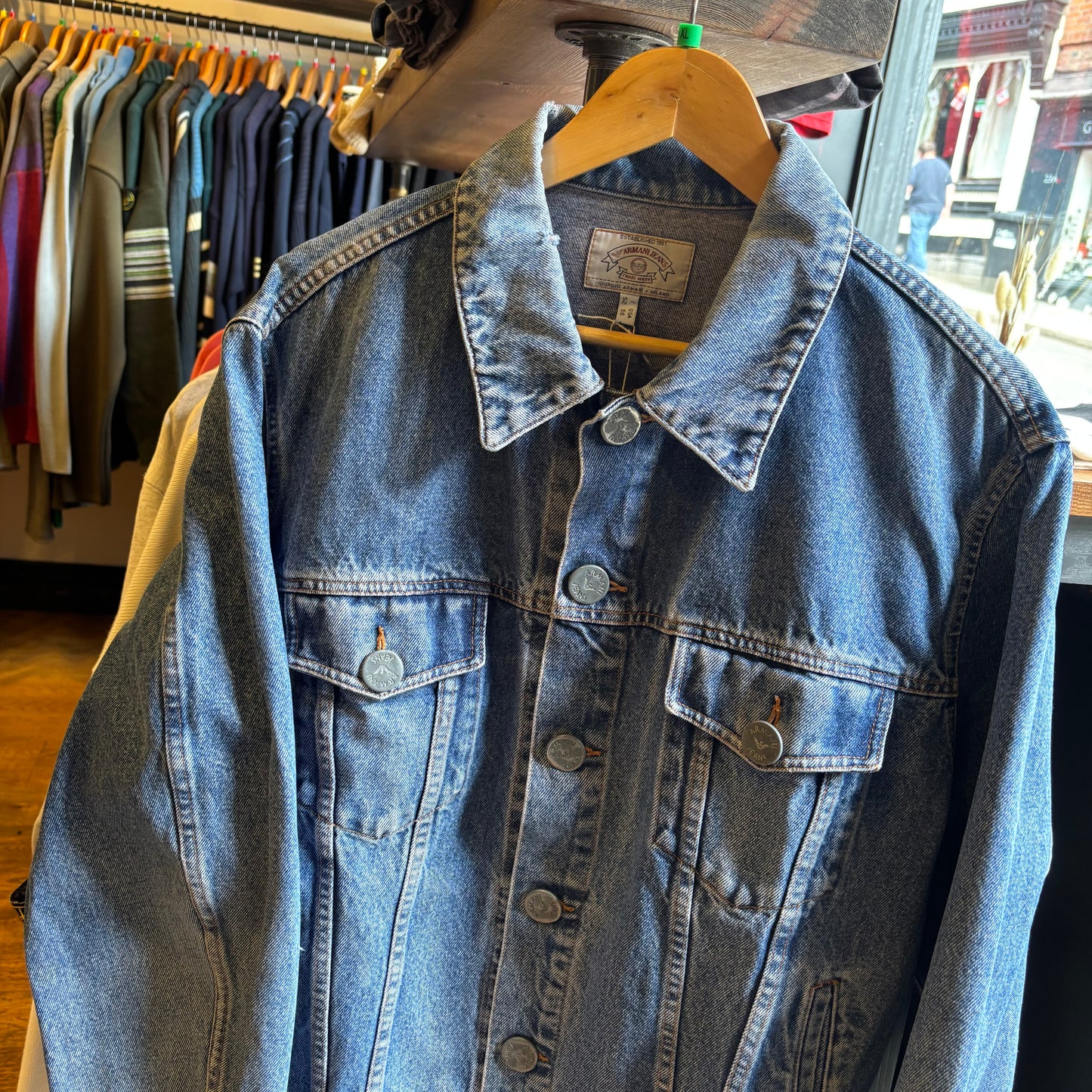 Armani Jeans Cropped Button Up Jacket Blue (XL)