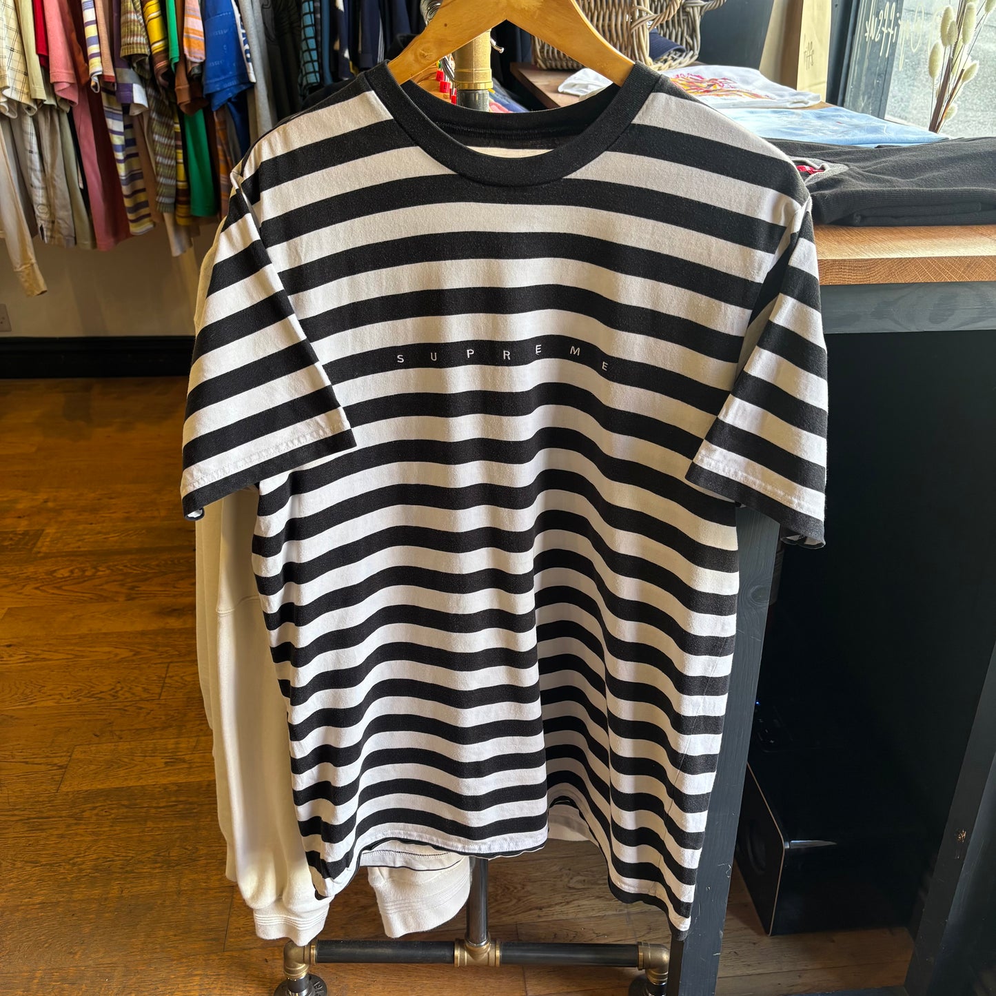 Supreme SS18 Bar Stripe T-Shirt Black/ White (Large)