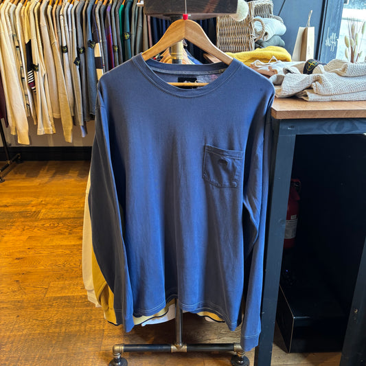 Stussy Overdyed Pocket Longsleeve T-Shirt Navy (Large)