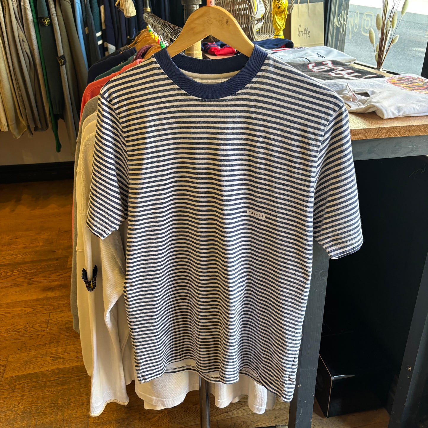 Palace SS18 Aquabat Striped T-Shirt Blue/ White (Small)