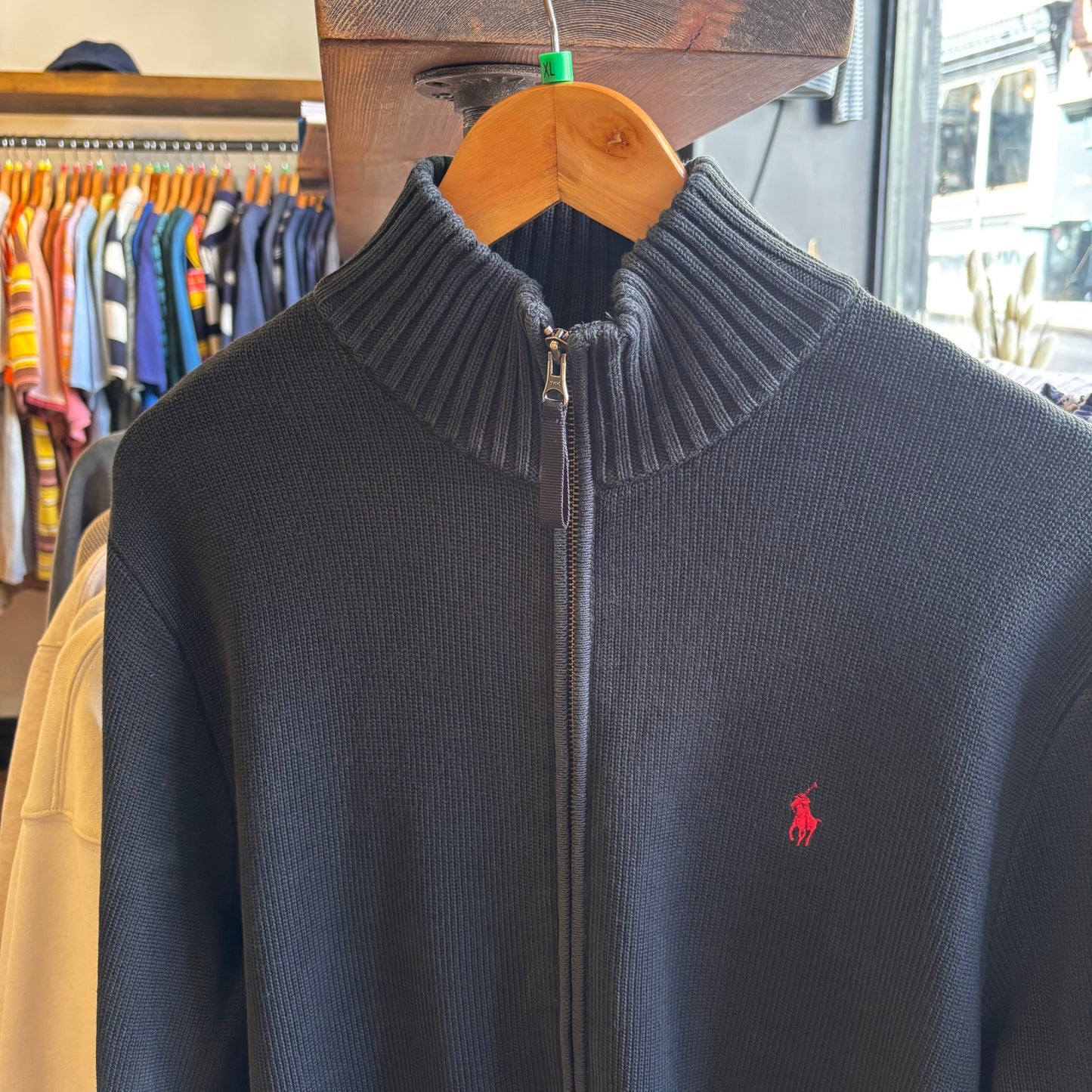 Ralph Lauren Full Zip Knit Jumper Black (XL)