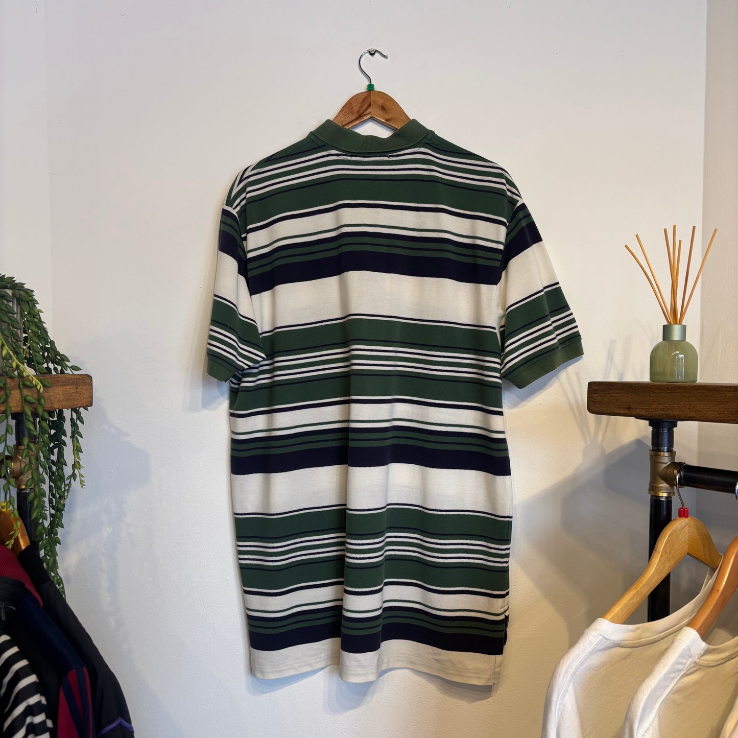 Ralph Lauren Multi Stripe Polo Shirt Green/ White (XL)