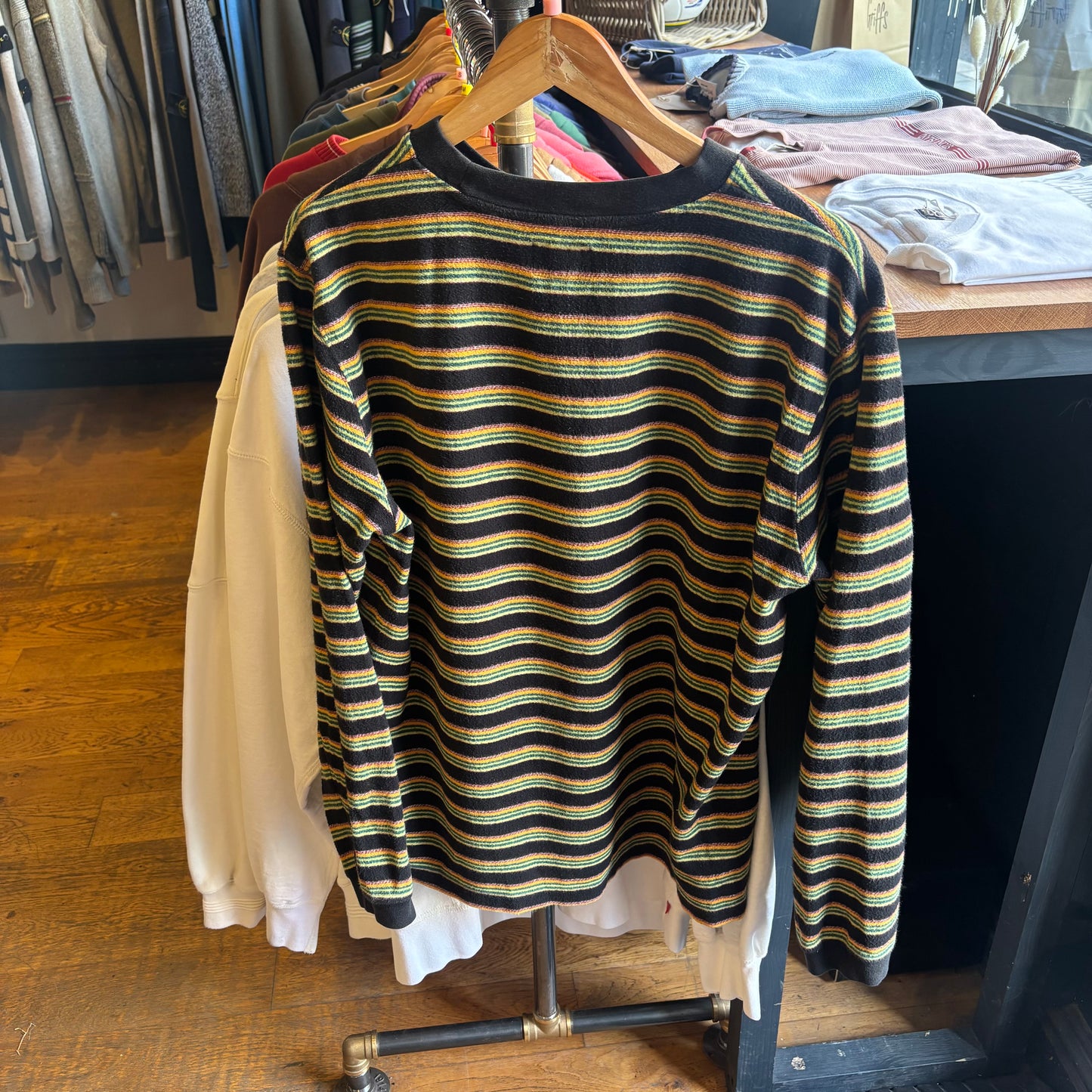 Stussy Hudson Striped Brushed Cotton Longsleeve Top Black (Small)