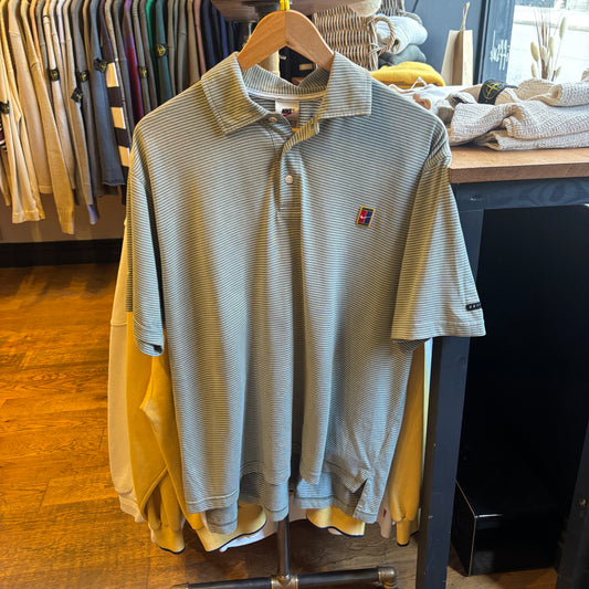 Nike Court Striped Polo Shirt Grey/ White (Medium)