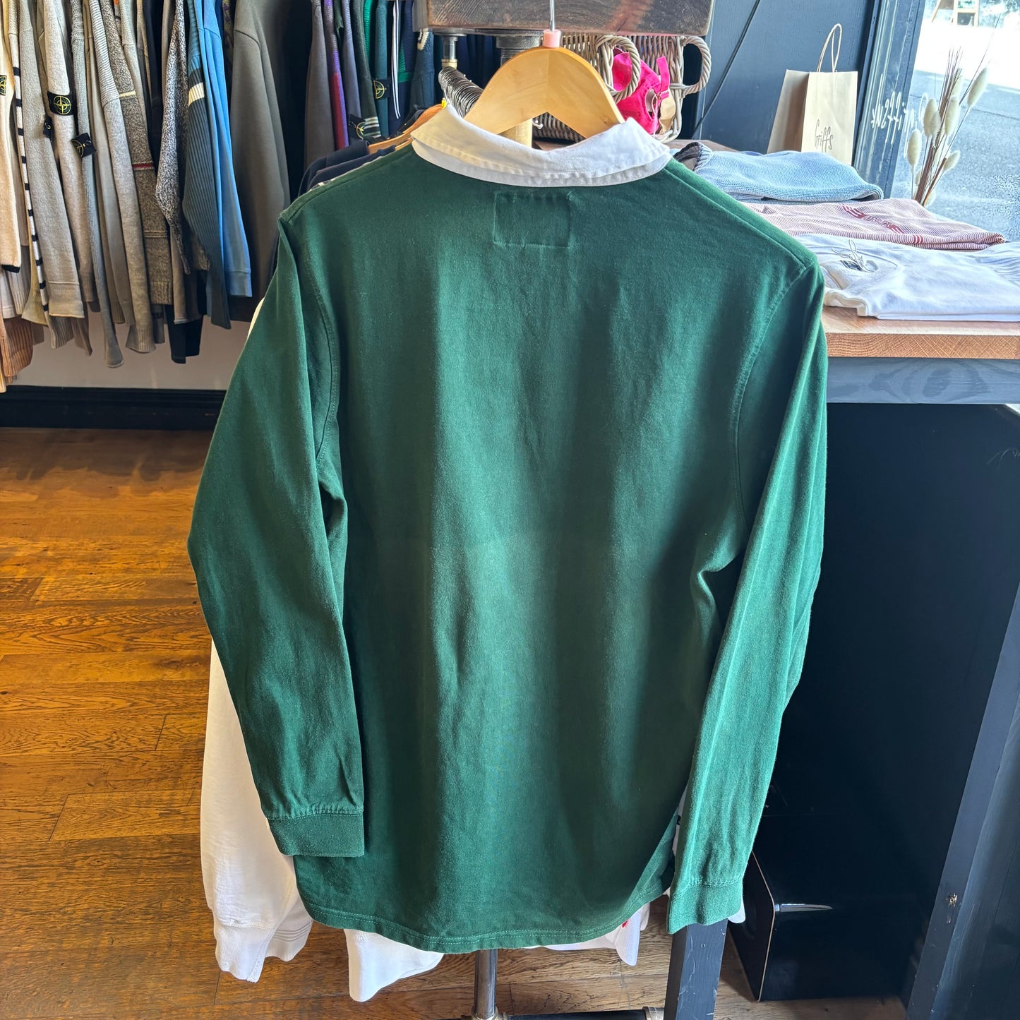 Stussy Longsleeve Rugby Polo Shirt Green (Small)