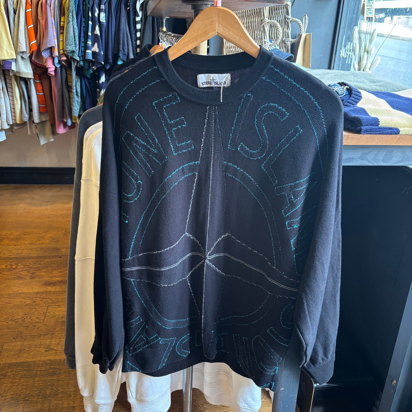 Stone Island Intarsia Cotton Sweater Black (Small)