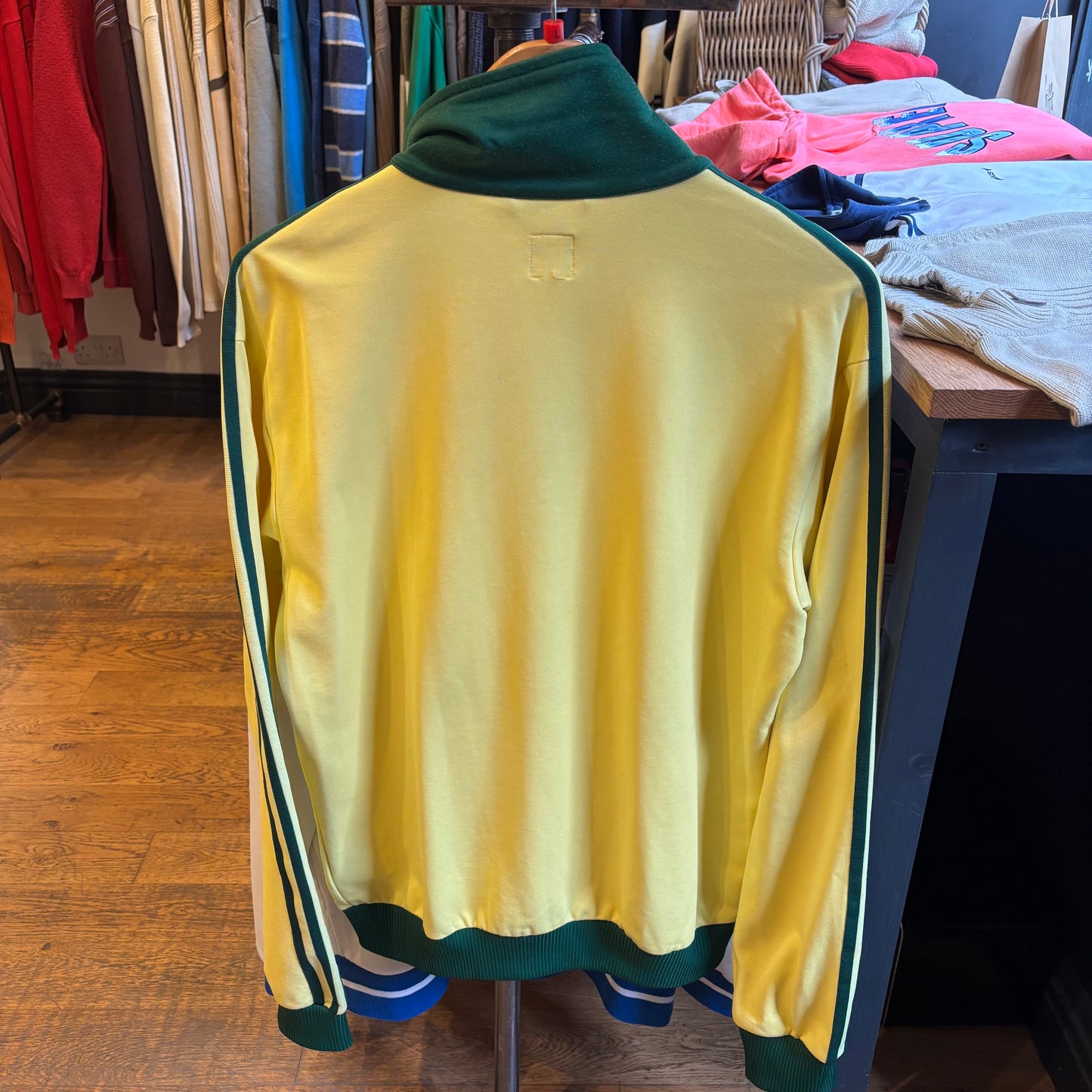 Adidas Zip Up Track Jacket Yellow/ Green (Large)