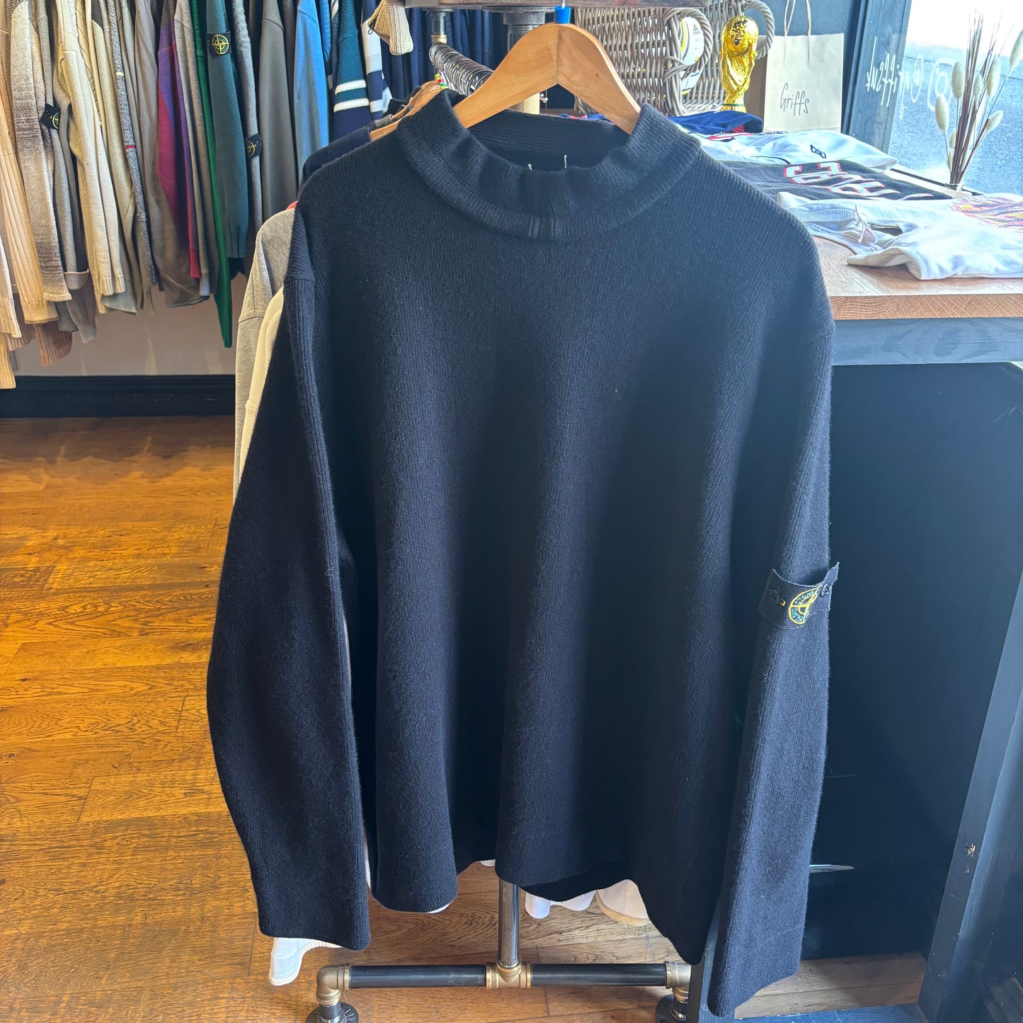 Stone Island A/W 2002 Lana Wool Knit Jumper Black (XXL)