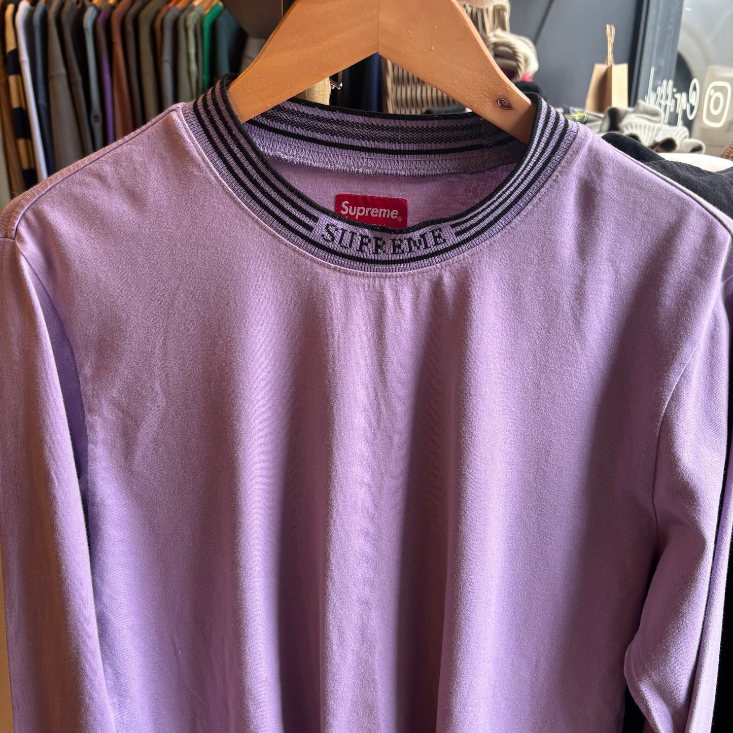 Supreme SS17 Rib Logo Longsleeve T-Shirt Purple (Large)