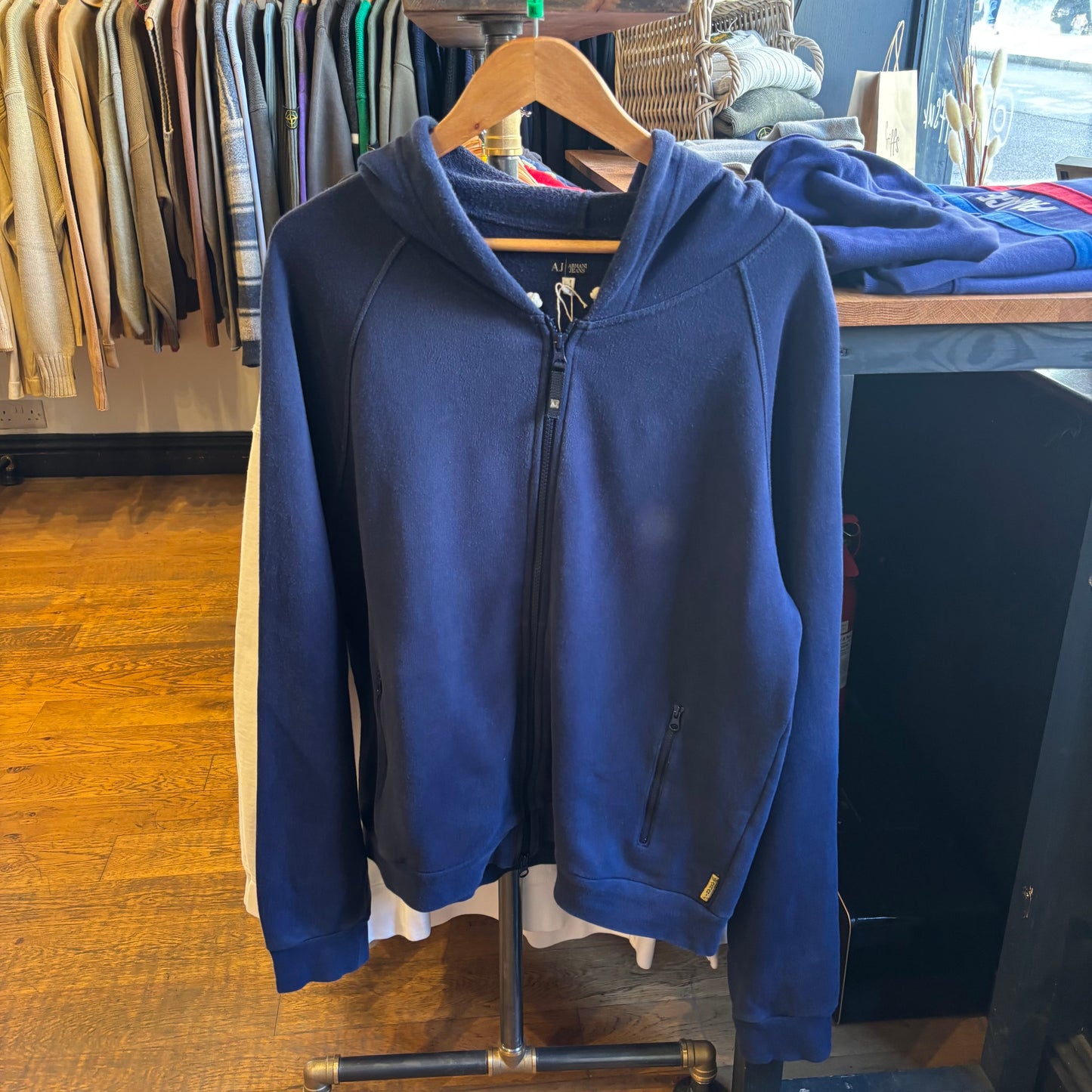 Armani Jeans Zip Up Hoodie Navy (XL)
