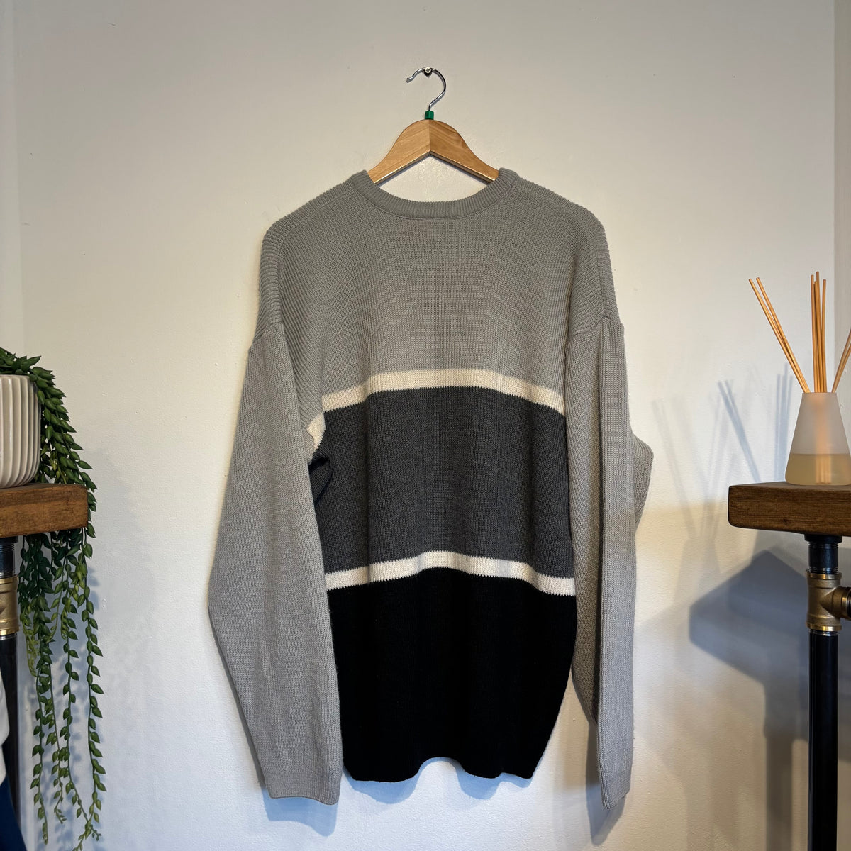 Lacoste Colourblock Pullover Knit Jumper Grey/ Black (XL)