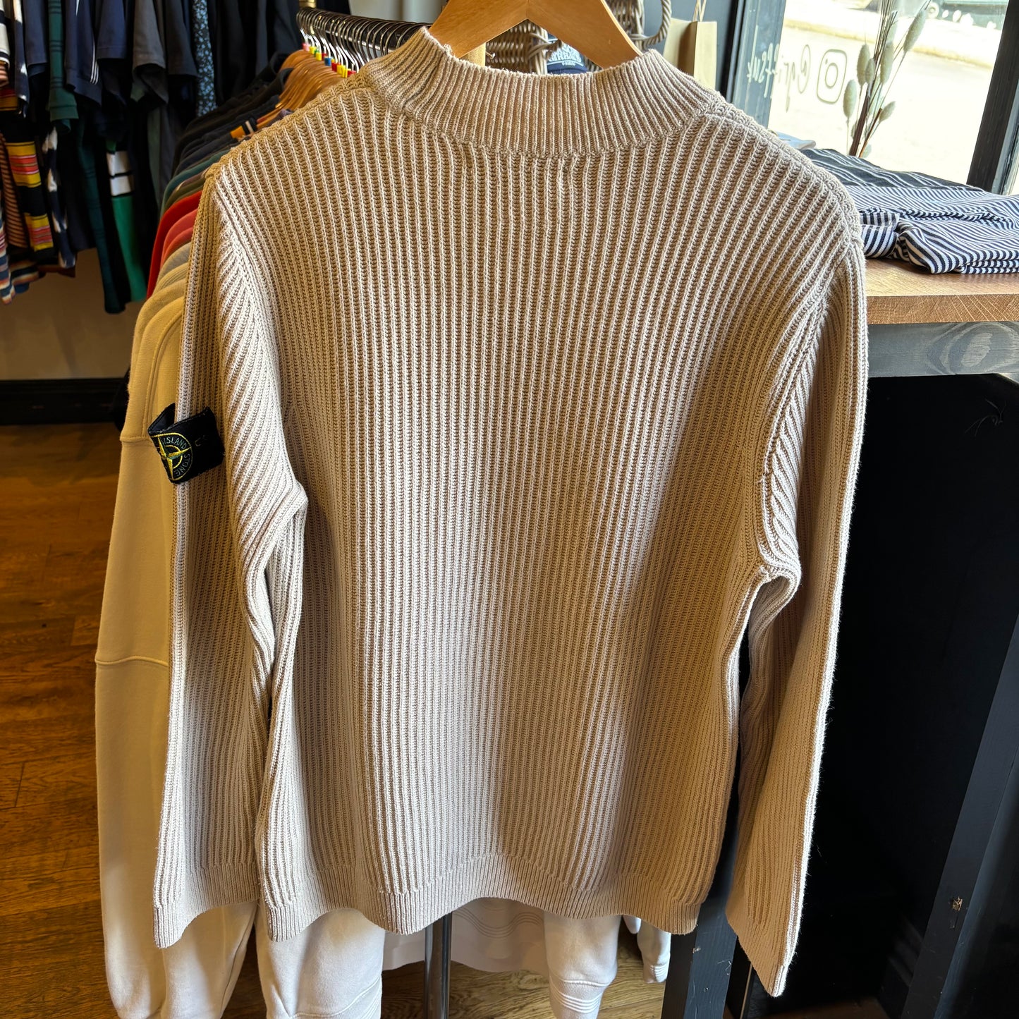 Stone Island S/S 2014 Ribbed Pullover Knit Jumper Cream (Medium)