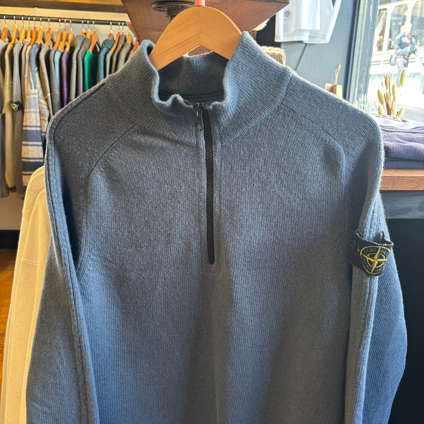 Stone Island SS04 Quarter Zip Knit Jumper Blue (Small)