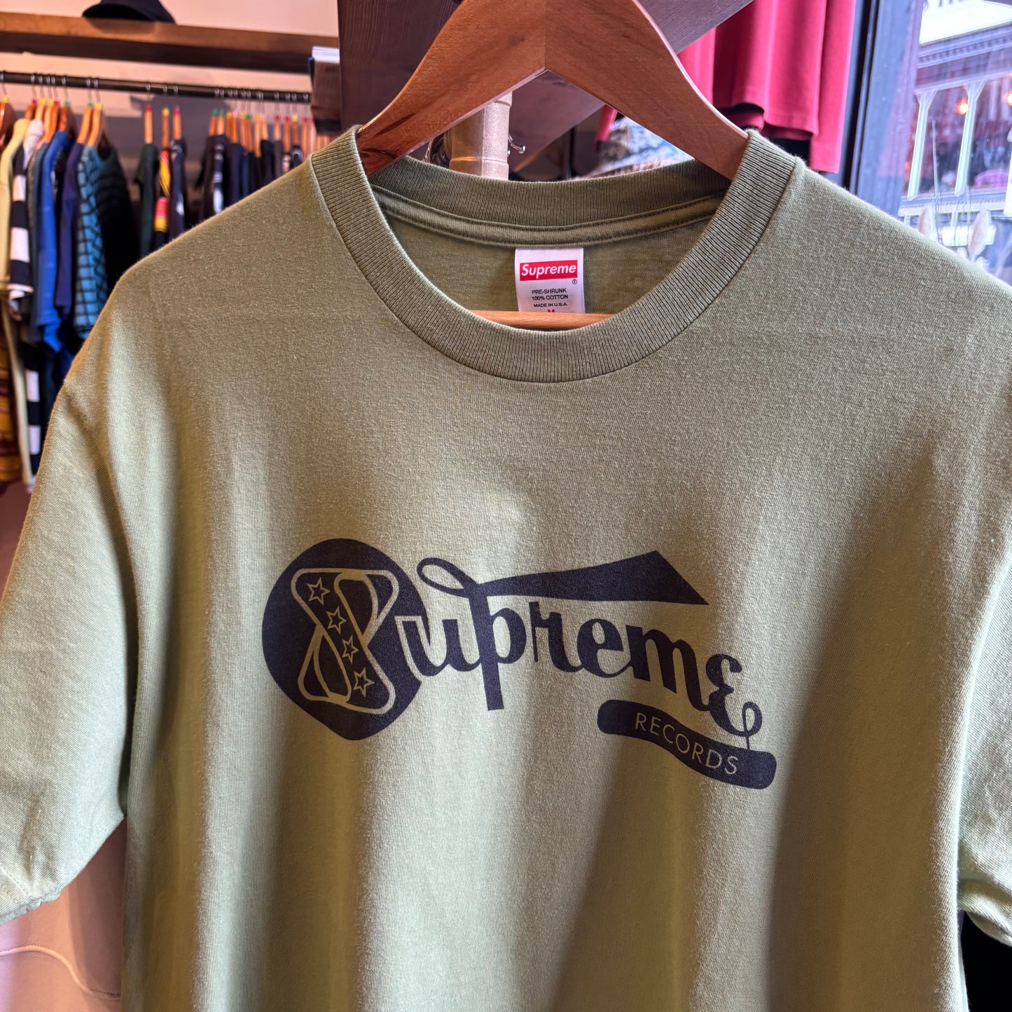 Supreme SS24 Records Graphic T-Shirt Moss Green (Medium)