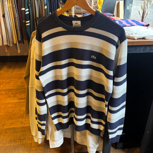 Lacoste Stripe Pullover Knit Jumper Navy/ White (Small)