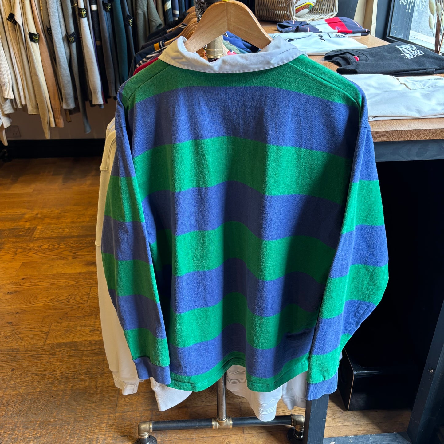 Polo Sport Ralph Lauren Stripe Longsleeve Polo Shirt Green/ Blue (Medium)