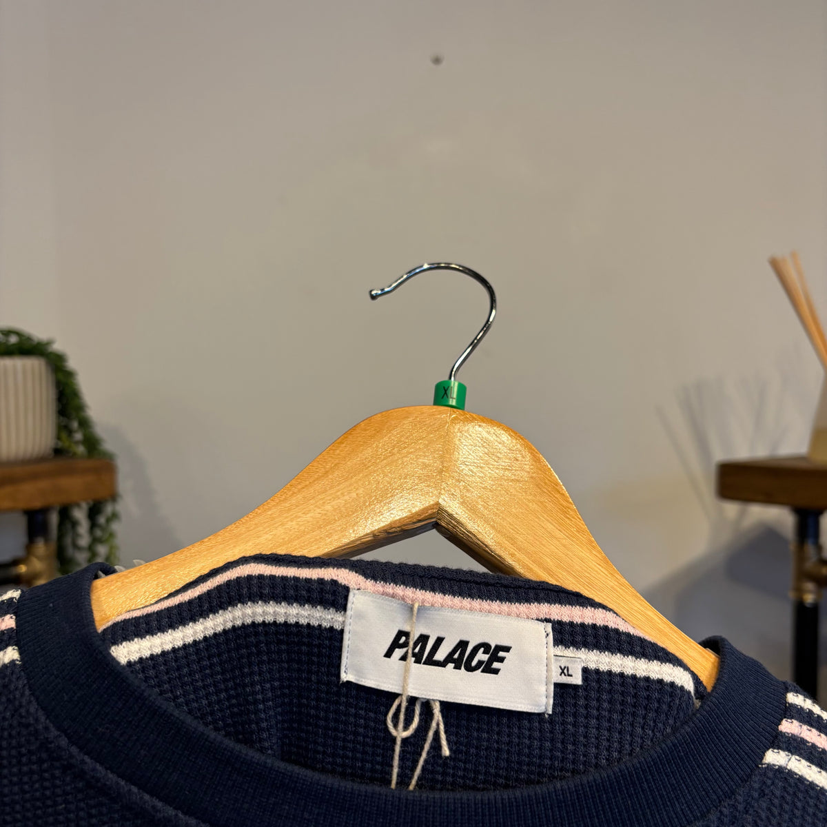 Palace SS26 Trio Stripe Waffle Longsleeve Top Navy (XL)