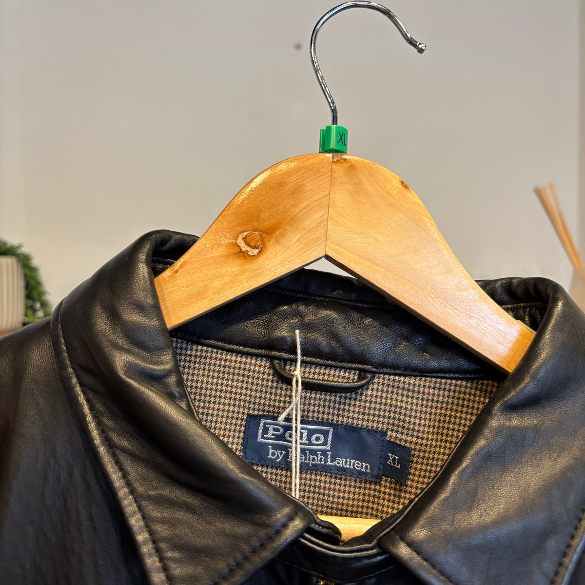 Ralph Lauren Leather Harrington Zip Jacket Black (XL)